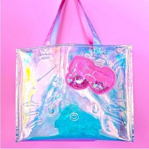 NWT LIMITED EDITION Hello Kitty Cafe  50th Anniversary Iridescent Tote Bag